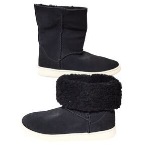 UGG MIKA Black Suede Sheepskin Leather Sneaker Ankle Snow Boots Womens US 7